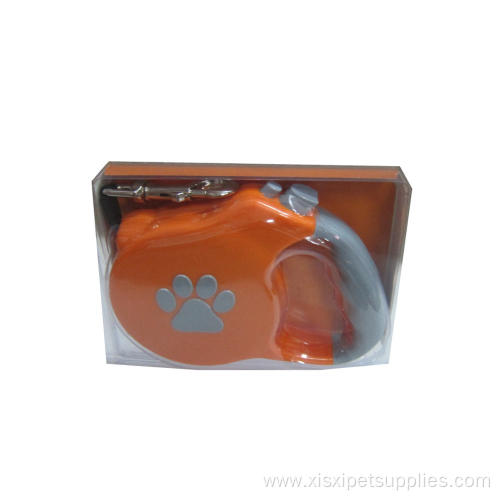 Portable Paw Embossed Retractable Dog Leashwith Dog Collar